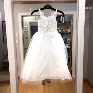 Cute flower girl dress white and silver